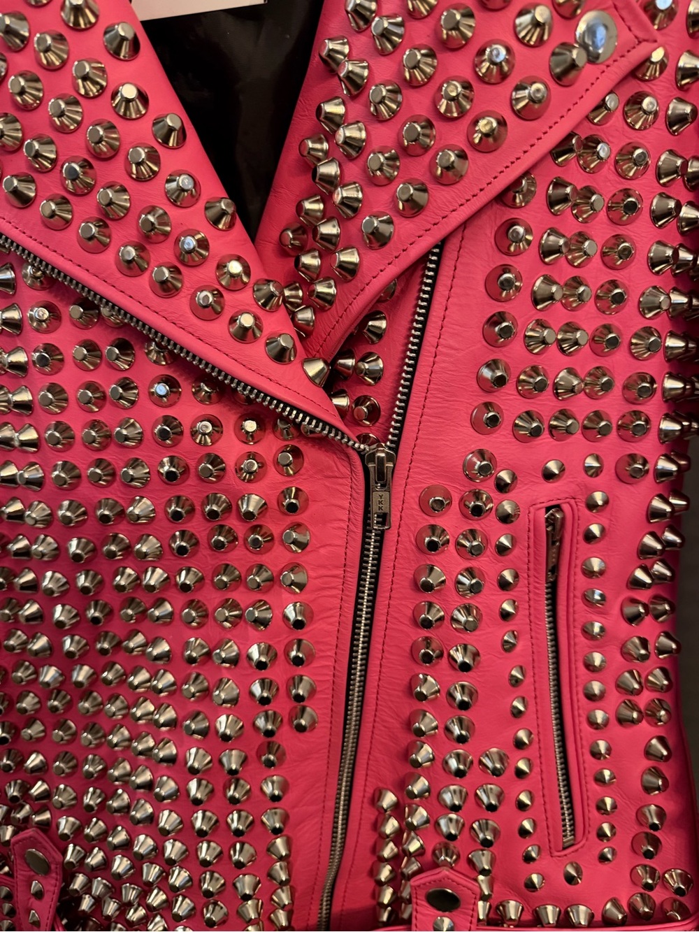 Hot pink Leather Jacket with Studs - Picture 7 of 8